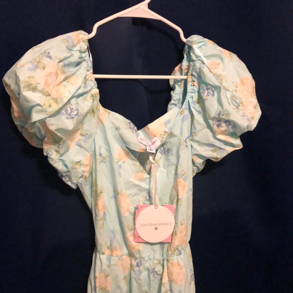 Love shack fancy/target long blue floral dress. BN with tags size 8
